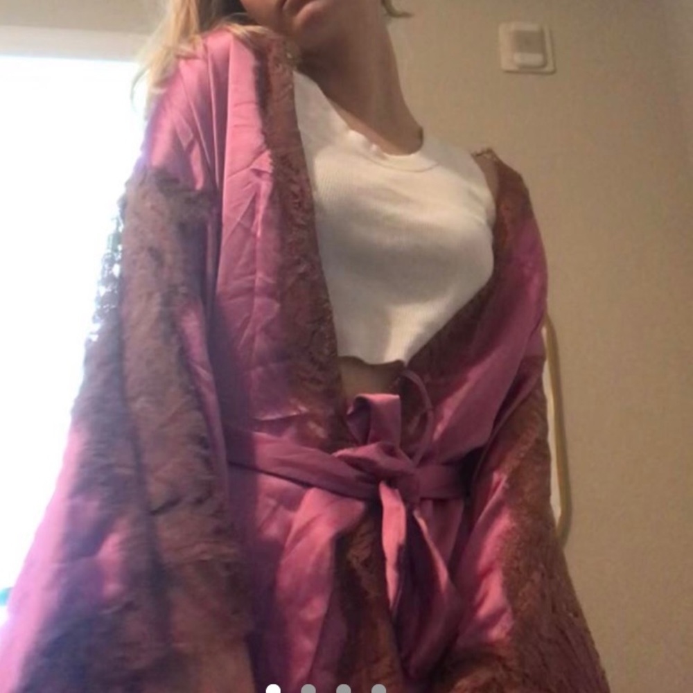 Victoria’s Secret silky robe with lace detailing